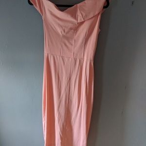 Asos Peach fitted dress with Asymmetrical sleeves